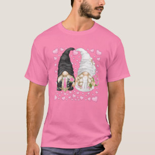 Pink Wedding Gnome With Cute Heart Pattern Groom T-Shirt