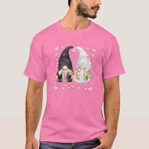 Pink Wedding Gnome With Cute Heart Pattern Groom T-Shirt