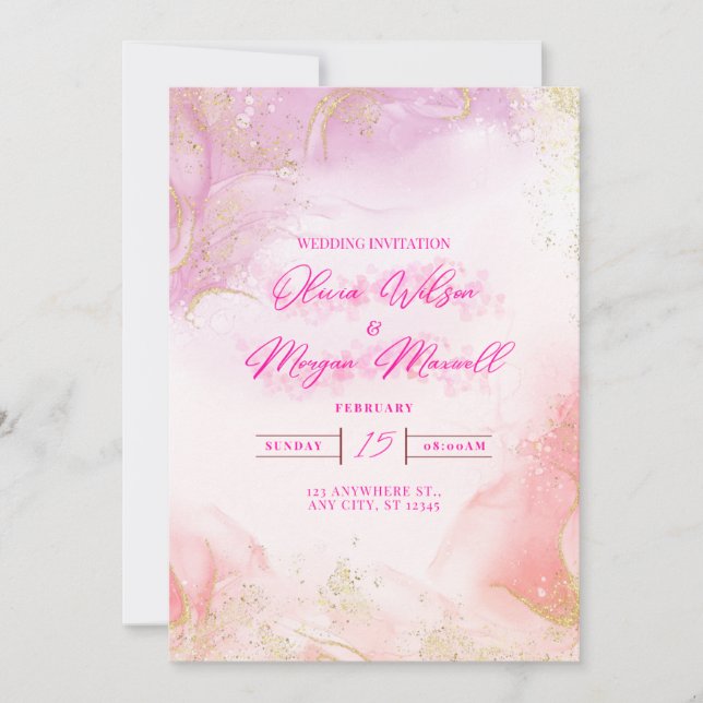 Pink  Wedding Invitation (Front)