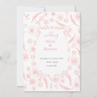 pink wedding invitation