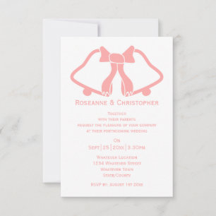 Pink Wedding Invitation Bells And Ribbon
