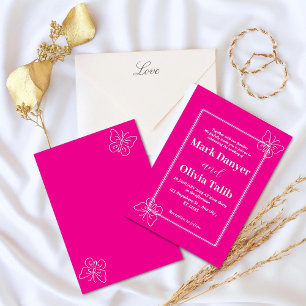 Pink Wedding Invitation   Rustic Wedding card