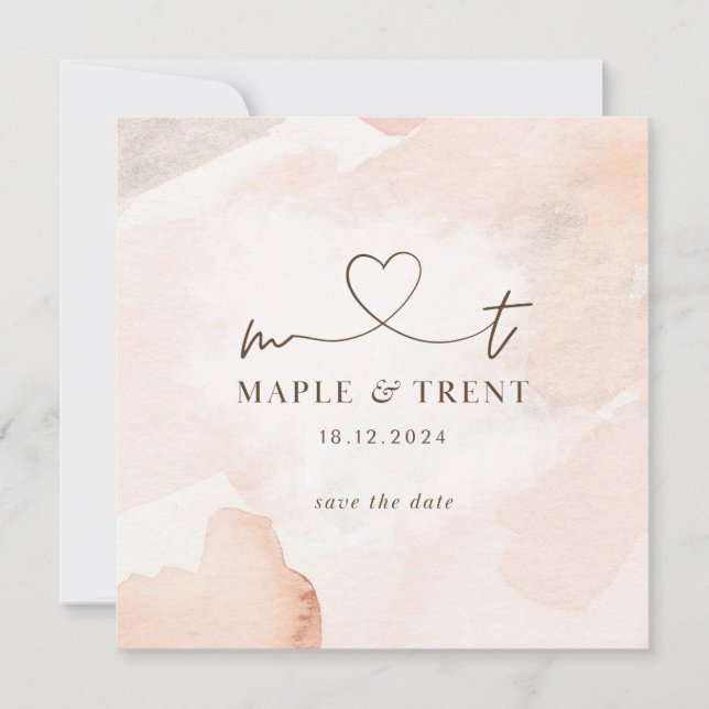 Pink wedding invitation Save The Date (Front)