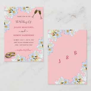 Pink Wedding Invitation with White Lilies