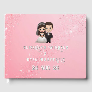 Pink Wedding Invitations with Diamond Sparkles  Guest Book