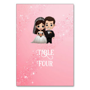 Pink Wedding Invitations with Diamond Sparkles Table Number