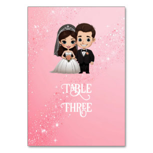 Pink Wedding Invitations with Diamond Sparkles Table Number