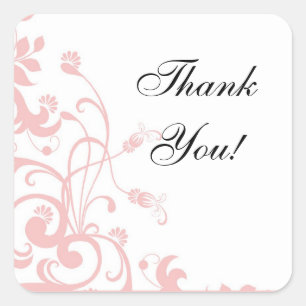 Pink Wedding Matching Stickers, Thank You! Square Sticker