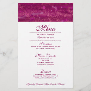 Pink Wedding Menu