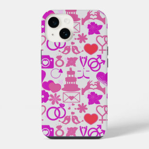 Pink Wedding ornaments pattern 03 iPhone 14 Case