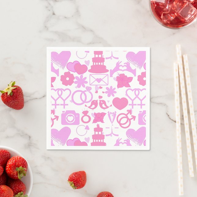 Pink Wedding ornaments pattern 05 Napkin (Insitu)