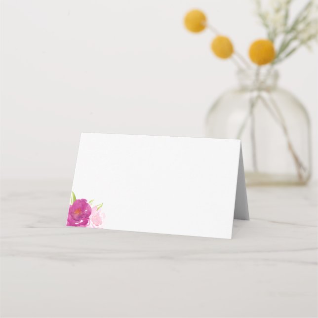 Pink Wedding Place Card | Bold Floral (Front)