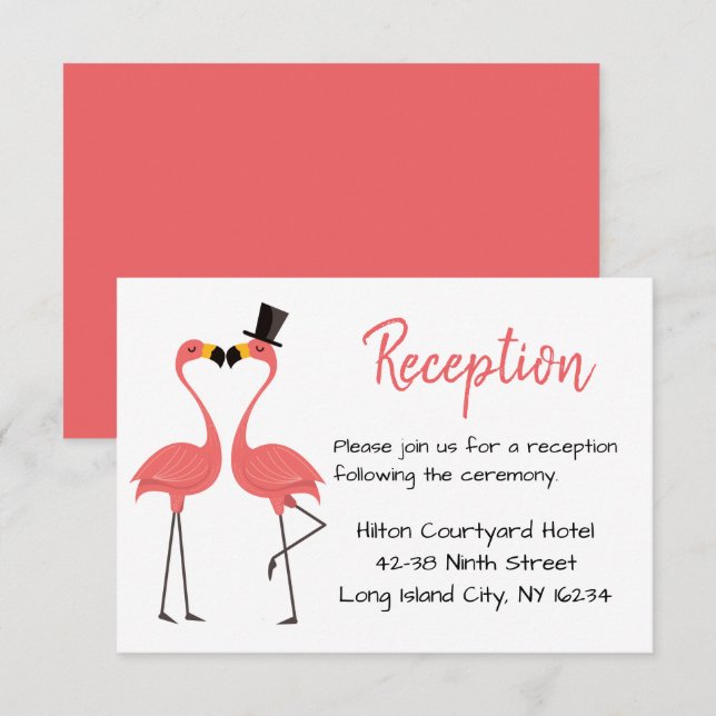 Pink Wedding Reception Flamingos - Tropical Summer Invitation (Front/Back)