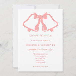 Pink Wedding Reception Invitation Bells Ribbon