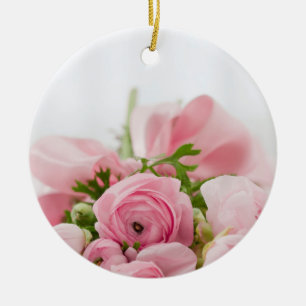 Pink Wedding Roses Ceramic Tree Decoration