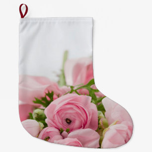 Pink Wedding Roses Large Christmas Stocking