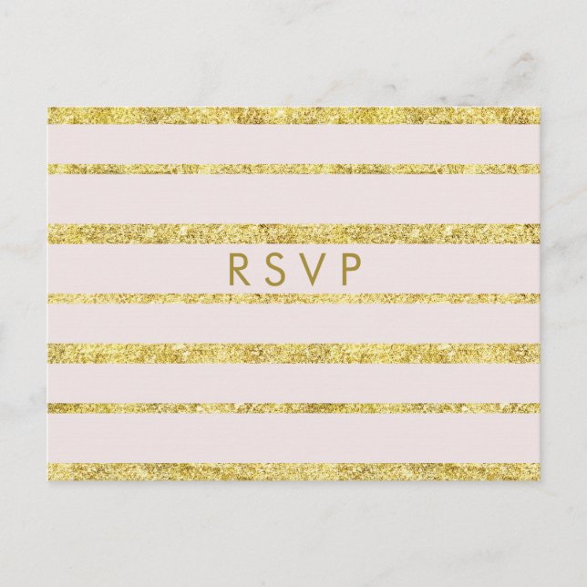 Pink Wedding RSVP Postcards With Gold Foil Effect (Front)
