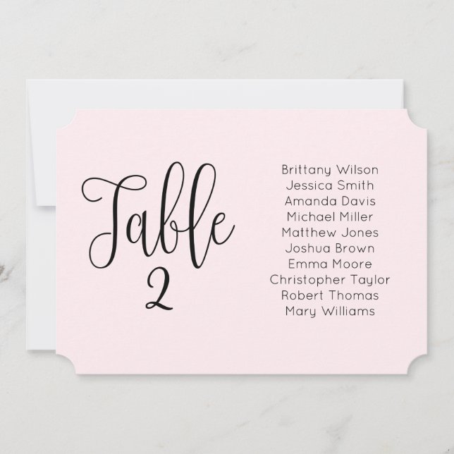 Pink wedding seating chart. Blush landscape modern Invitation (Front)