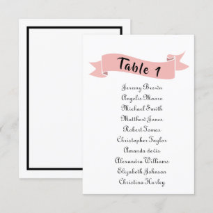 Pink wedding seating chart. invitation