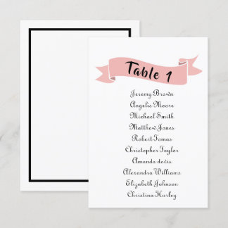 Pink wedding seating chart. invitation