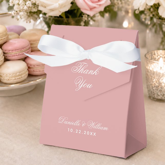 Pink Wedding Simple Thank You Script Dusty Rose Favour Box (Creator Uploaded)