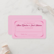 Pink Wedding Table Number place card