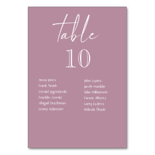Pink Wedding Table Numbers With Guest Names