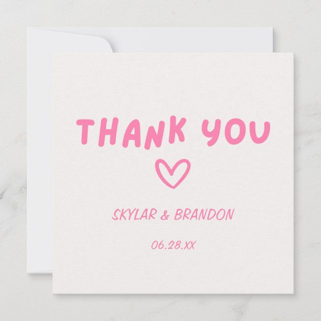 Pink Wedding Thank You Card (Front)