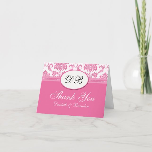 Pink Wedding Thank You Card (Front)