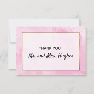 Pink wedding thank you in watercolor