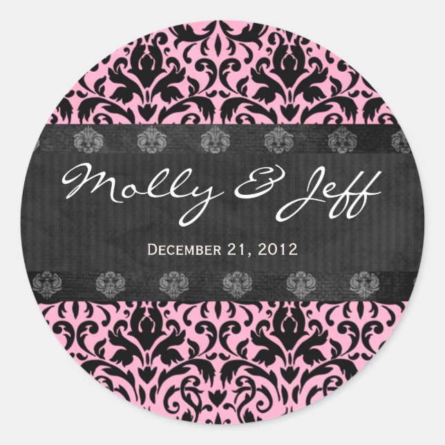 Pink Wedding Thank You Sticker (Front)