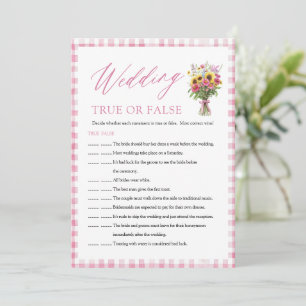 Pink Wedding True or False Bridal Shower Game Invitation