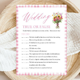 Pink Wedding True or False Bridal Shower Game Invitation