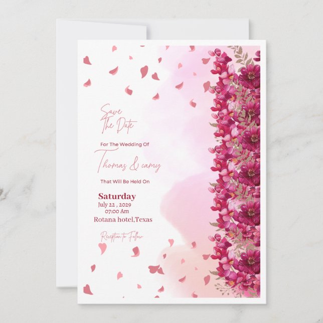 Pink weeding invitation (Front)