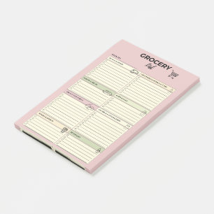 Pink Weekly Grocery List - Post-it Notes