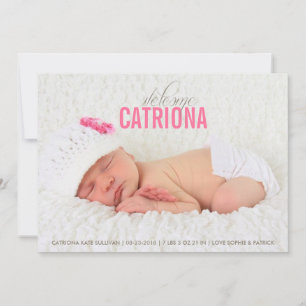 Pink Welcome Baby Photo Baby Birth Announcement