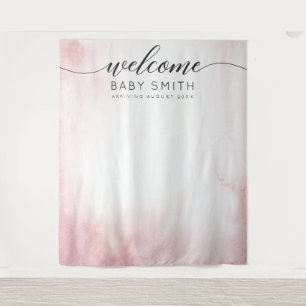 Pink Welcome Baby Shower Backdrop Tapestry