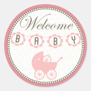 Pink Welcome Baby Stickers
