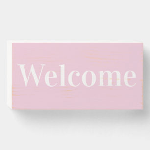 Pink Welcome Wooden Wall Art  Wooden Box Sign