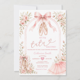 Pink We're Tutu Excited Ballerina Girl Baby Showe Invitation
