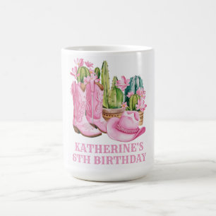 Pink West Cowgirl Cactus Watercolor Birthday Coffee Mug
