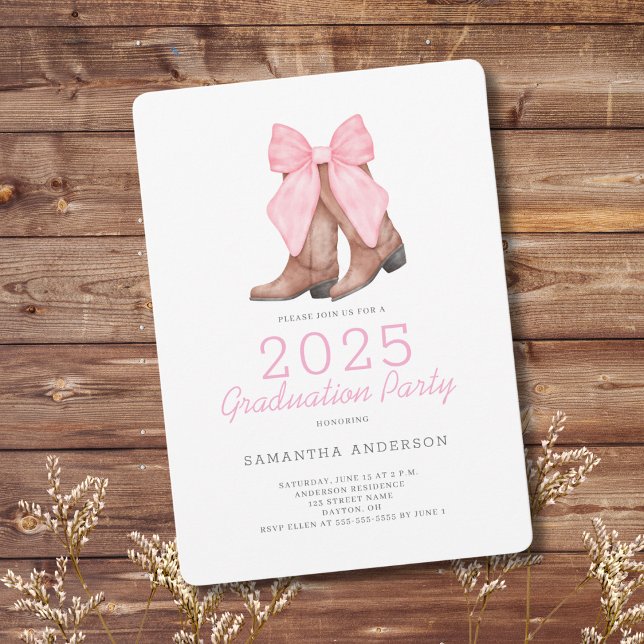 Pink Western 2025 Graduation Party  Invitation (Creator Uploaded)