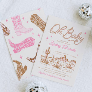 Pink Western Baby Shower Invitation