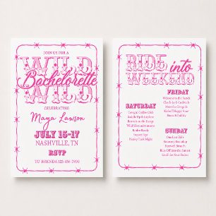 Pink Western Bachelorette Weekend Itinerary Invitation