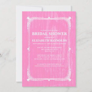 Pink Western Barn Wood Bridal Shower Invitations