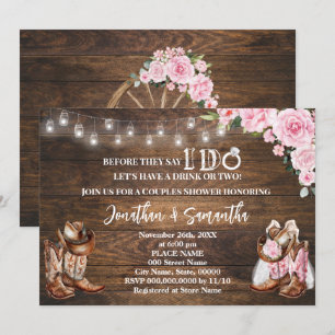 Pink Western Before they say I do Couples Shower Invitation