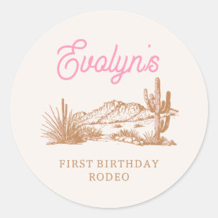 Pink Western Birthday Stickers