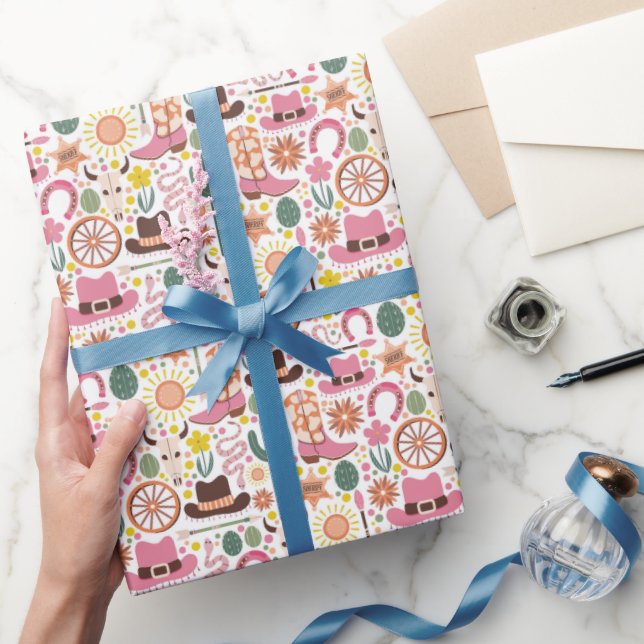Pink Western Charm Wrapping Paper (Gifting)