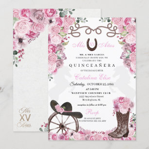 Pink Western Charra Ranchero Quinceanera Invitation