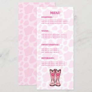 Pink Western Cow Print Rodeo Style Flat Menu